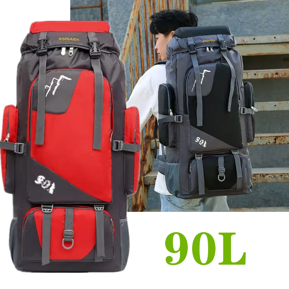 

90L Travel Backpack Camping Men Large Hiking Bag Tourist Rucksack Waterproof Outdoor Sports Climbing Mountaineering Bag Luggage