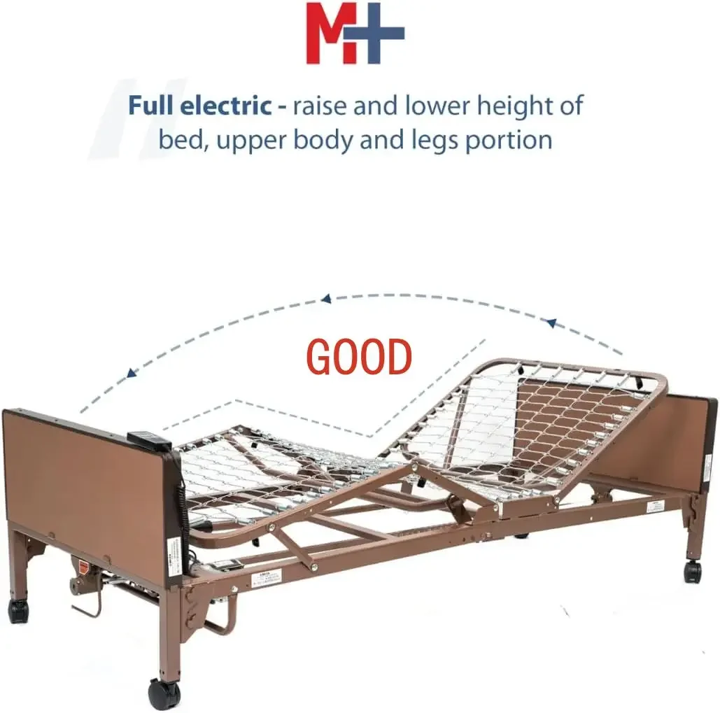 Full Hospital Bed Set Foam Mattress and Half Rails Included Enhanced Comfort and Convenience Adjustable Head and Foot Positions