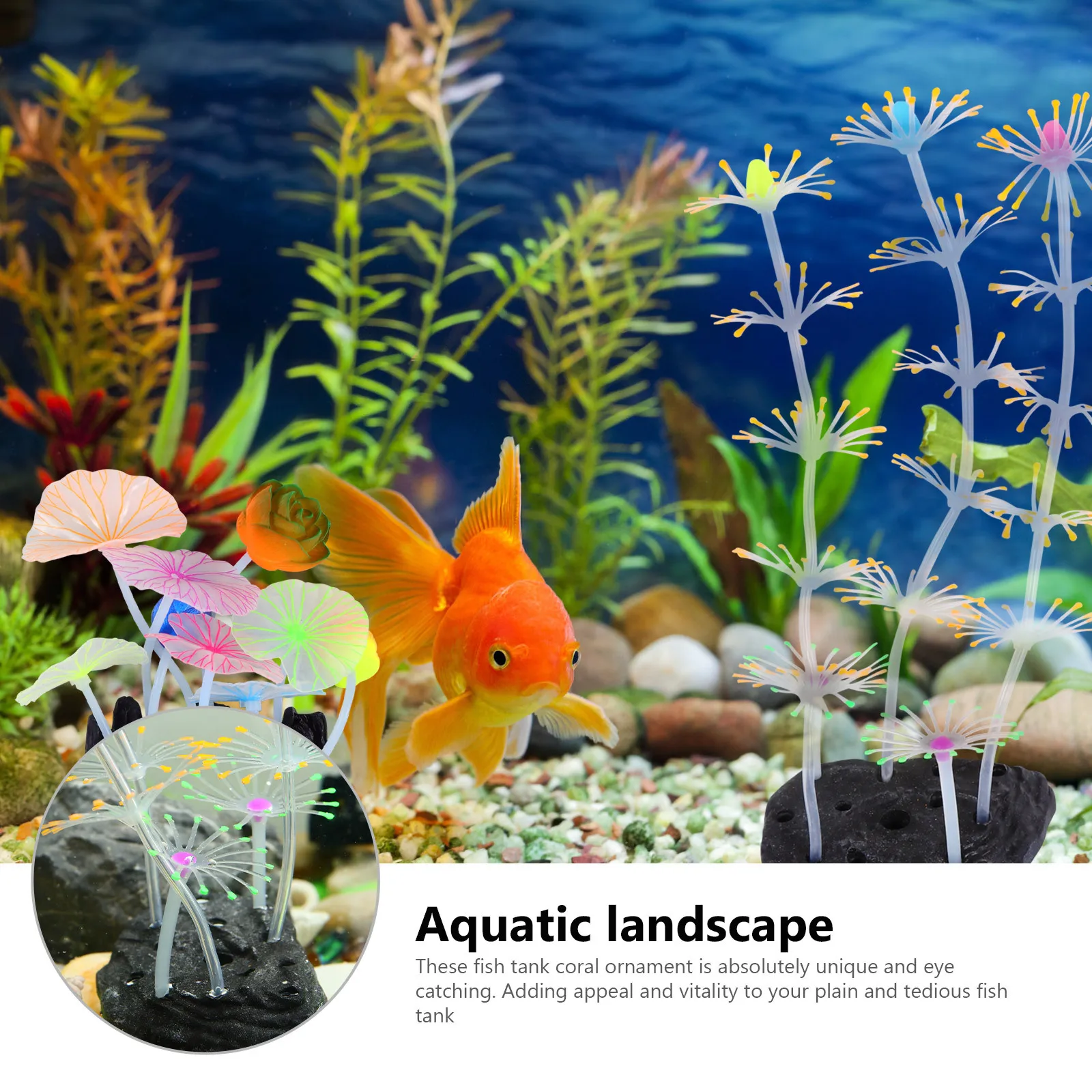 

4Pcs Glowing Coral Decorations for Aquarium Fish Tank Silicone Simulation Coral Plants with Suction Cups Unique Vibrant Reusable