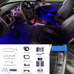 32 colors for Audi A6 A6L A7 C7 PA 2012-2018 Physical button control decorative ambient light LED Atmosphere Lamp Luminous Strip