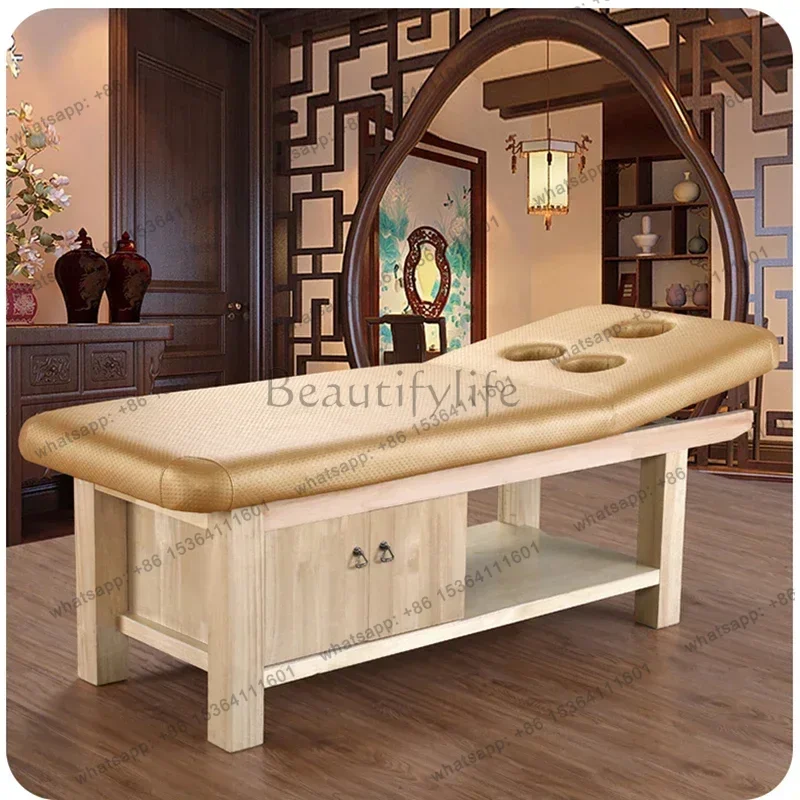 LSThai Style Wooden Massage Tables Comfort Placement Tattoo Professional Massage Beds Comfort Sleep Salon Furniture Bett FYMB