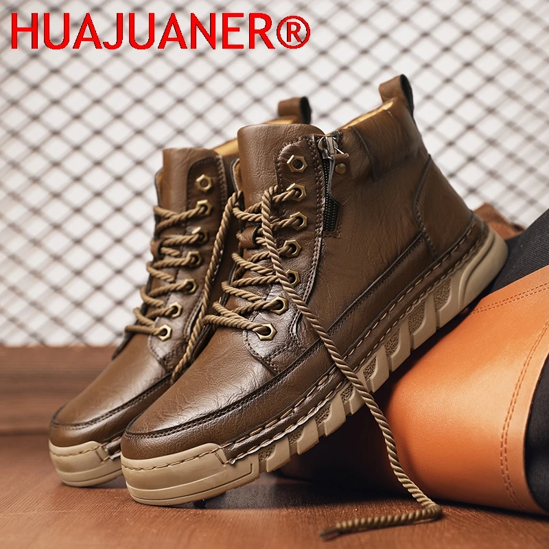 أحذية رياضية رجالية عالية الجودة من الجلد أحذية موتوكروس مريحة للرجال أحذية مشي غير قابلة للانزلاق أحذية بوتاس كلاسيكية للرحلات الخارجية #2