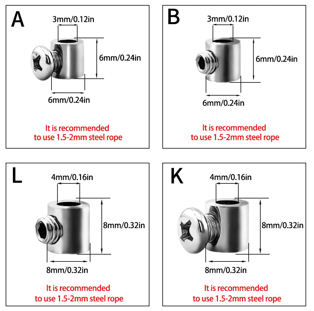 1-4mm Stahlseilklemme, verstellbare Teleskop-Kabelklemme, Befestigungszubehör für Hängelampen und Topfpflanzen – Detail 1