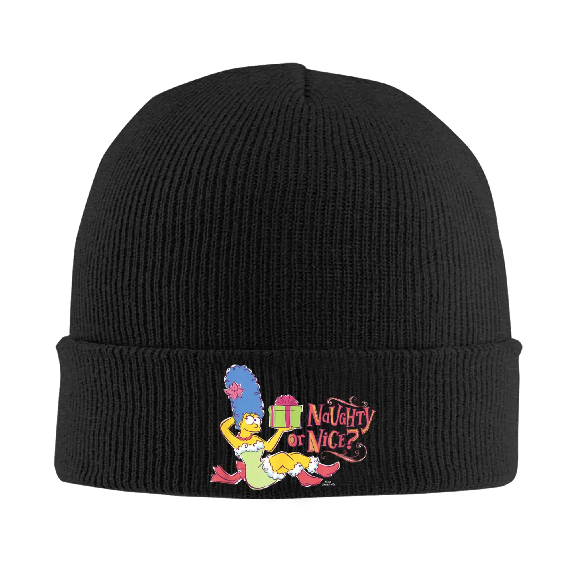 The S-simpson Christmas Marge Naughty Or Nice Beanie Hats  Unisex Street Warm Soft Caps Autumn Outdoor Graphic Bonnet Hats