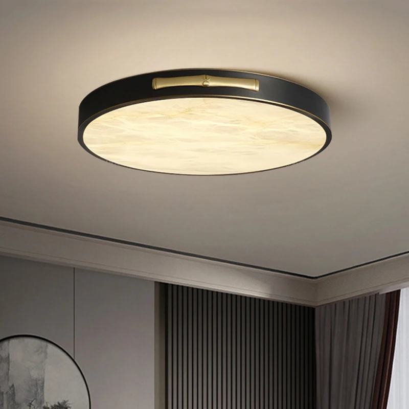 Grande preto latão mármore lâmpada do teto led 30cm circular quadrado sala de estar quarto luz luxo corredor luminária