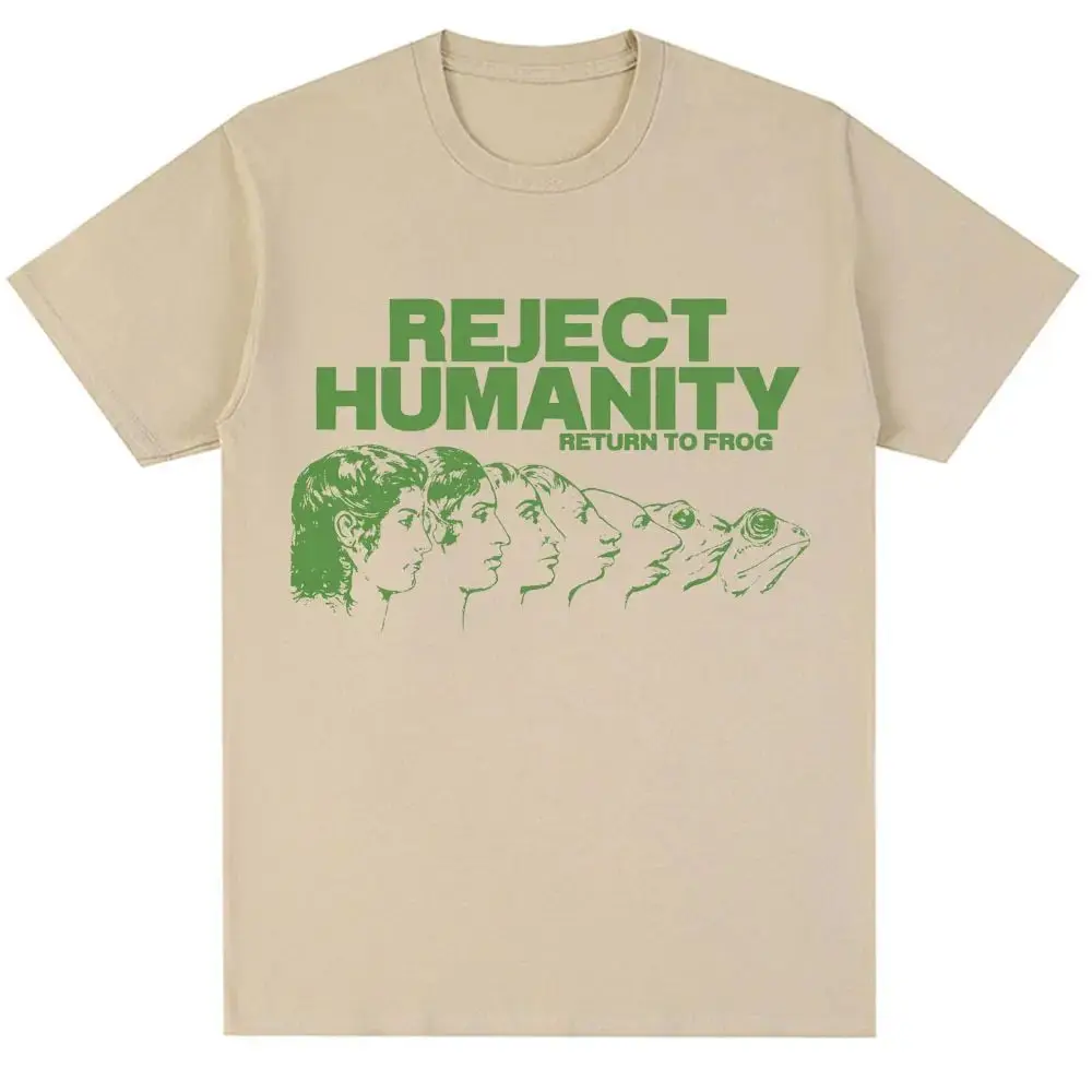 Humor Fashion T Shirts Rejecting Humanity Returning To The Frog's Nature Humorous Memes T-shirts Casual Loose Streetwear Unisex