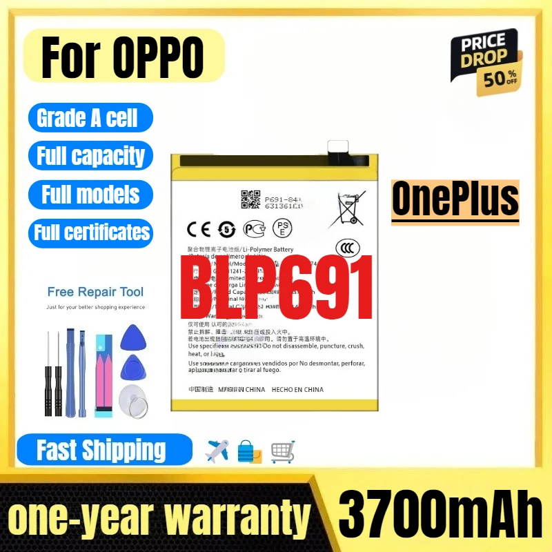 

BLP691 for OPPO OnePlus Mobile Phone Battery High Quality High Capacity Battery Replacement Bateria Grade A Cell with Tools