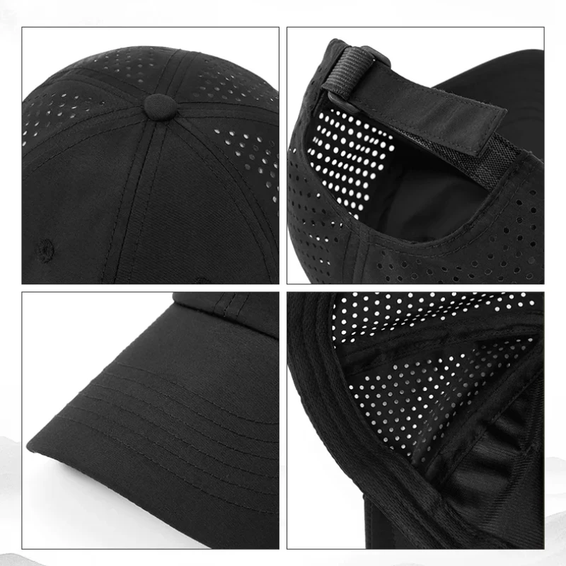Summer quick-dry baseball cap, small batch custom advertising cap, large head circumference duckbill cap, mesh breathable sunsha