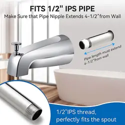 Universal Bathroom Tub Spout with Shower Diverter 1/2