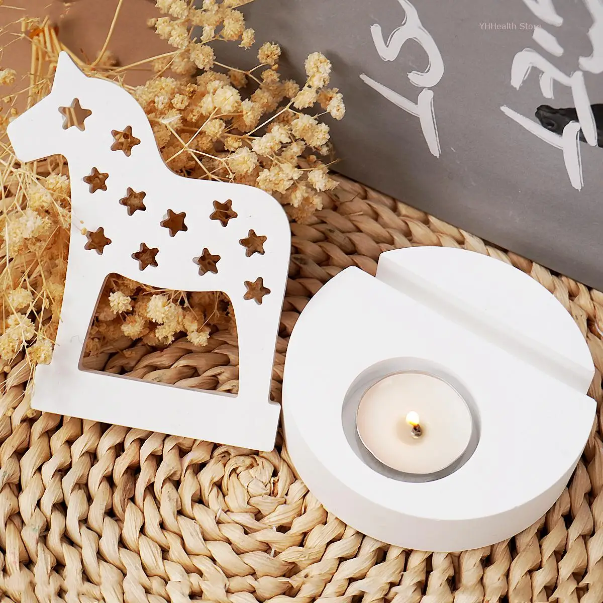 Horse Candle Holder Silicone Mold Handmade Star Trojan UV Concrete Candlestick Epoxy Resin Mold DIY Plaster Ornament Craft Gifts