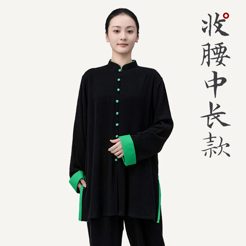 2025 New Heavyweight Linen Cotton Tai Chi Suit, Unisex Spring/Autumn Baduanjin & Martial Arts Practice Uniform