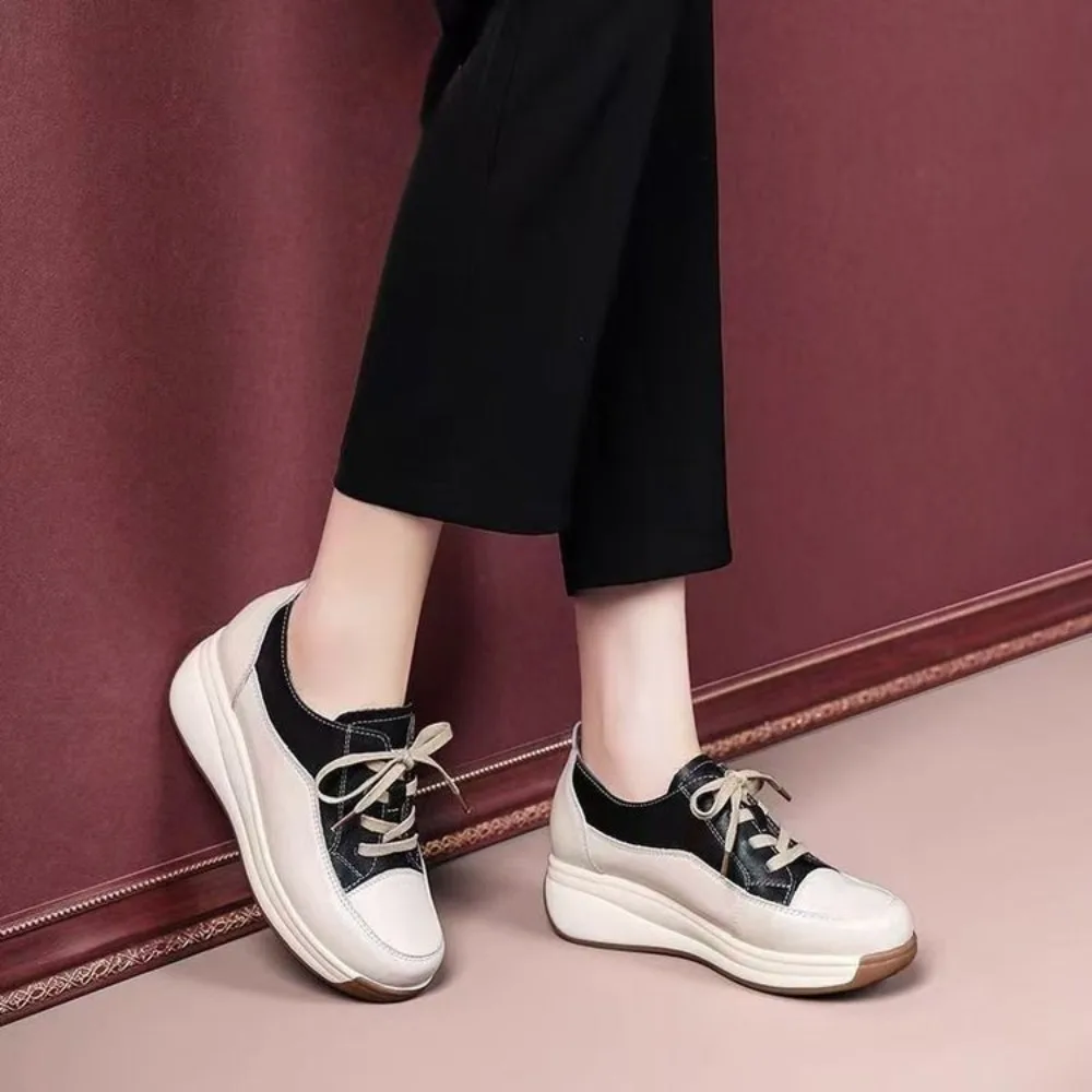 

Platform Shoes Womens 2026 Autumn New Soft sole Comfortable Breathable Casual Shoes Women Thick sole Heightening Women Sneakers