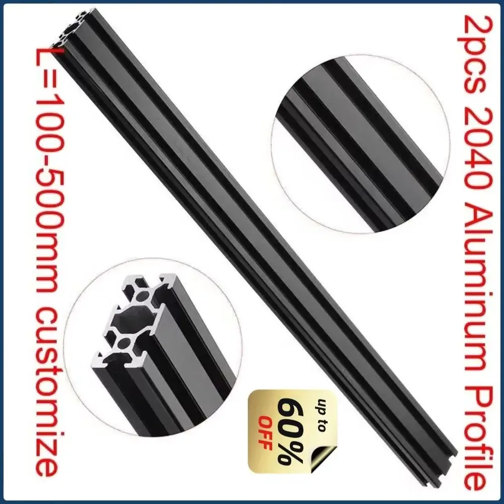 

2 шт. 2040 экструзионный алюминиевый профиль, европейский стандарт, анодированная рейка, линейный алюминиевый профиль, рама, детали 3D-принтера с ЧПУ, 300 мм