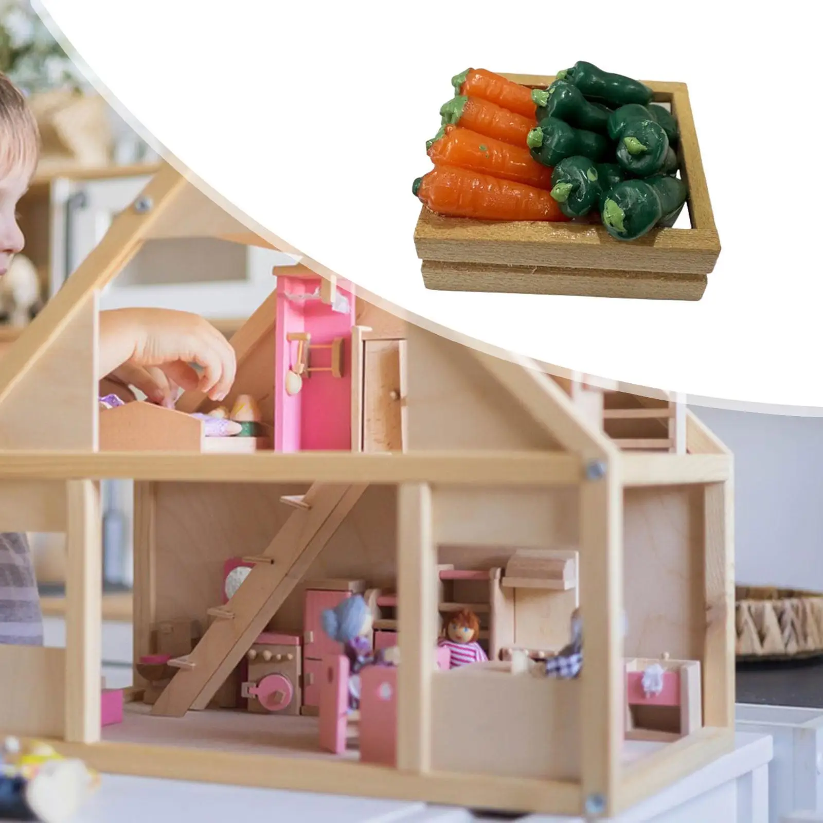 

1:12 кукольный домик, корзина с овощами, модель, детская игрушка для ролевых игр, имитация деревянного ящика, аксессуар для кукольного домика для декорации «сделай сам»