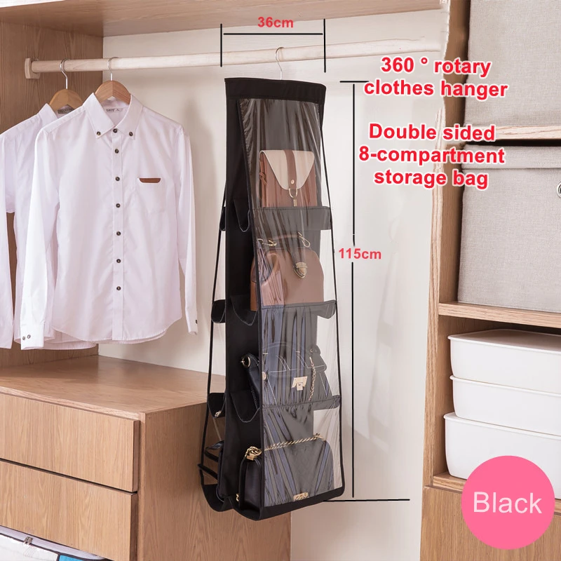 

6/8 Grids Wardrobe Handbag Storage Bag Non-woven Purse Organizer Shoe Hanging Bag Pouch organizer Transparent Closet Organizer