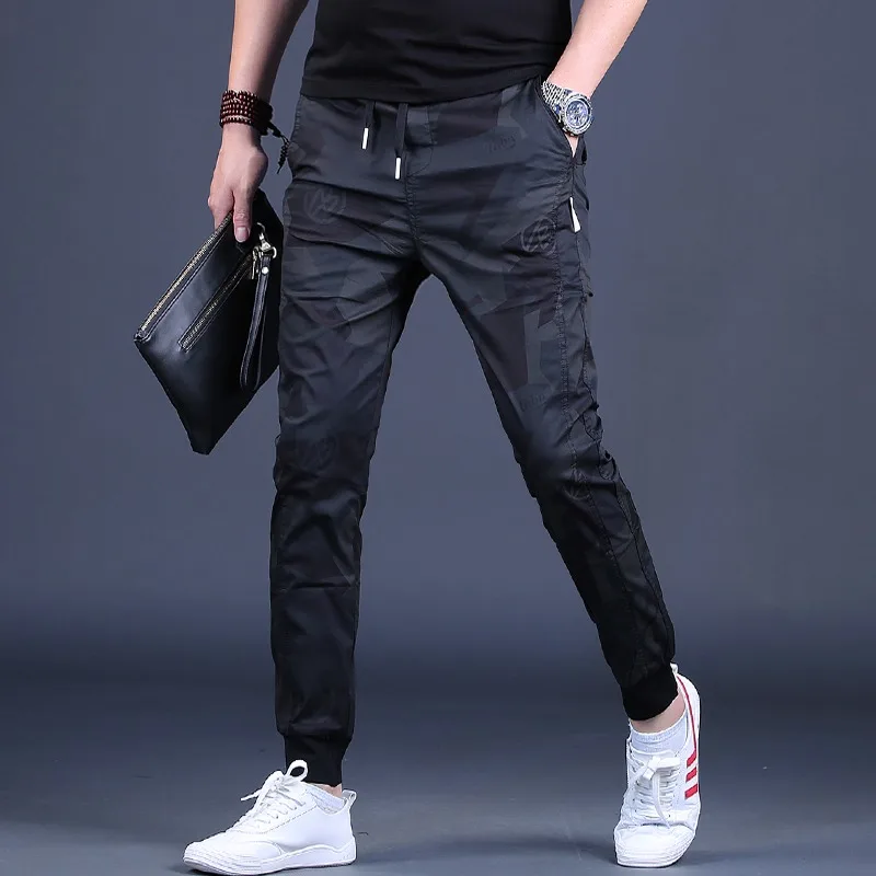 Men's Camouflage Pants Casual Baggy Pencil Pants Fashion Summer Gym Sport Black Joggers Trousers