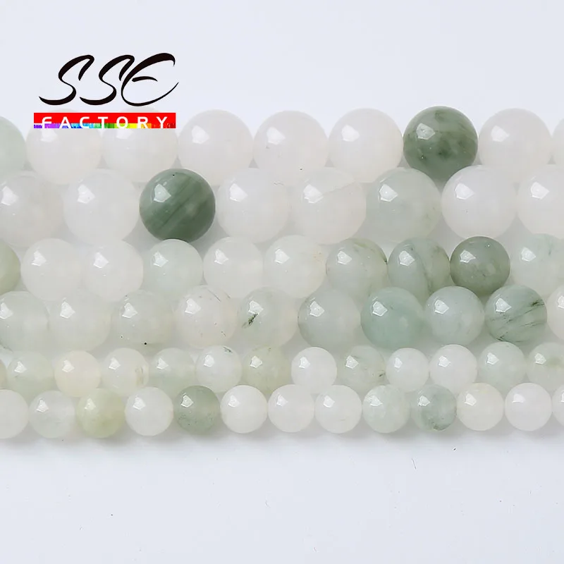 Natural Green Emerald Jades Stone Beads Round Crystal Energy Healing Power Beads For Jewelry Making DIY Bracelets 6 8 10mm 15