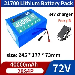 Brand-new 72V 3000W High Power BatteryPack+BMS 20S4P 40Ah 21700 Lithium Battery Pack Free 84V charger Durable and long-lasting