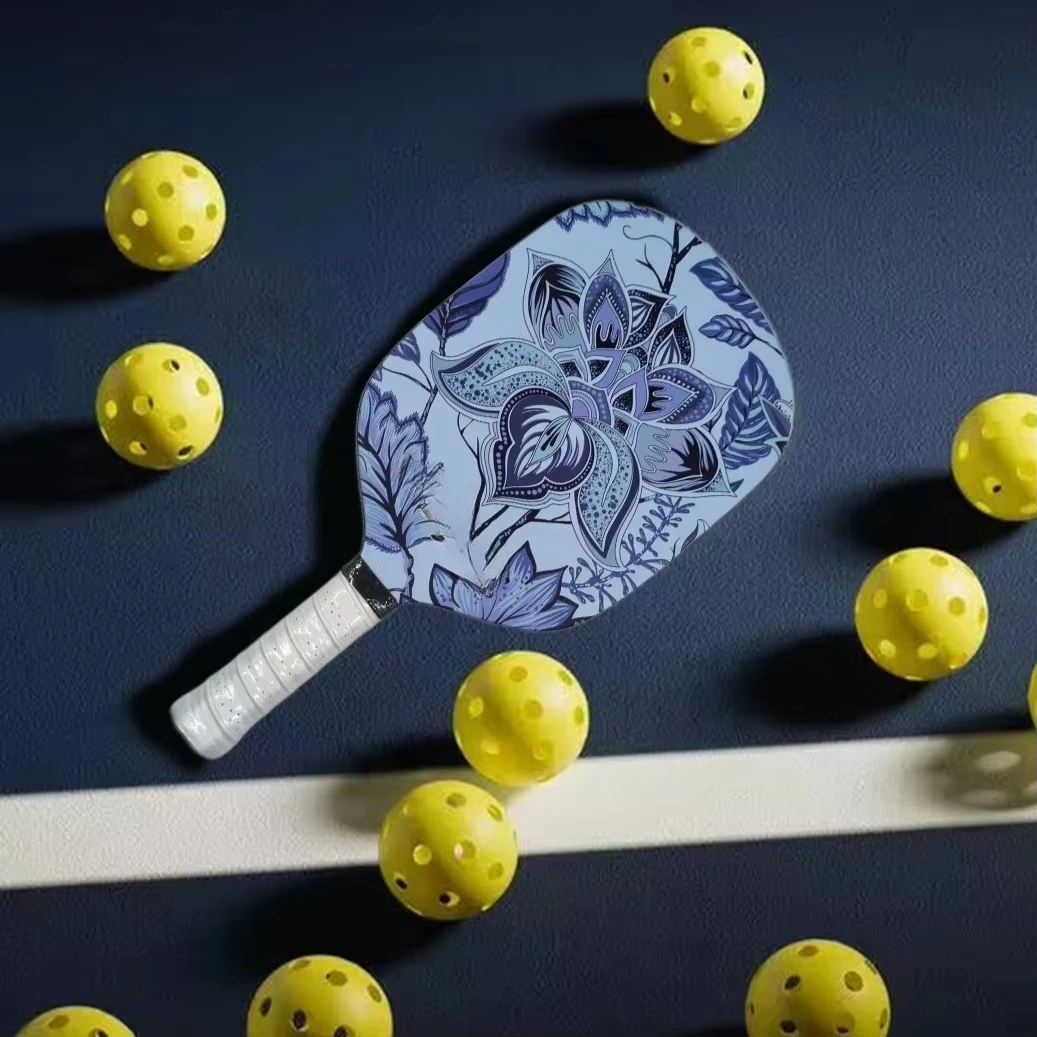INOLP T700 Carbon Fiber Pickleball Paddle Thermoformed Professional Honeycomb Blue Floral Pickleball Racket for Women Men