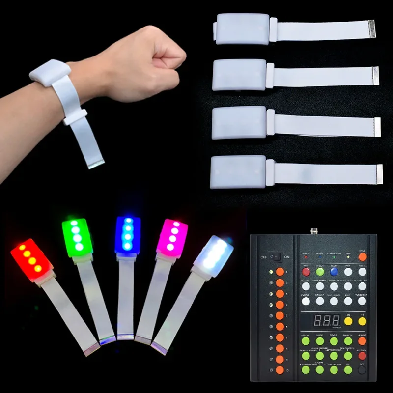 15 Colors LED Luminous Bracelet,Christmas Party and Vocal Concert Products,4 Bead Remote Control Bracelet Fluorescent Color 2025