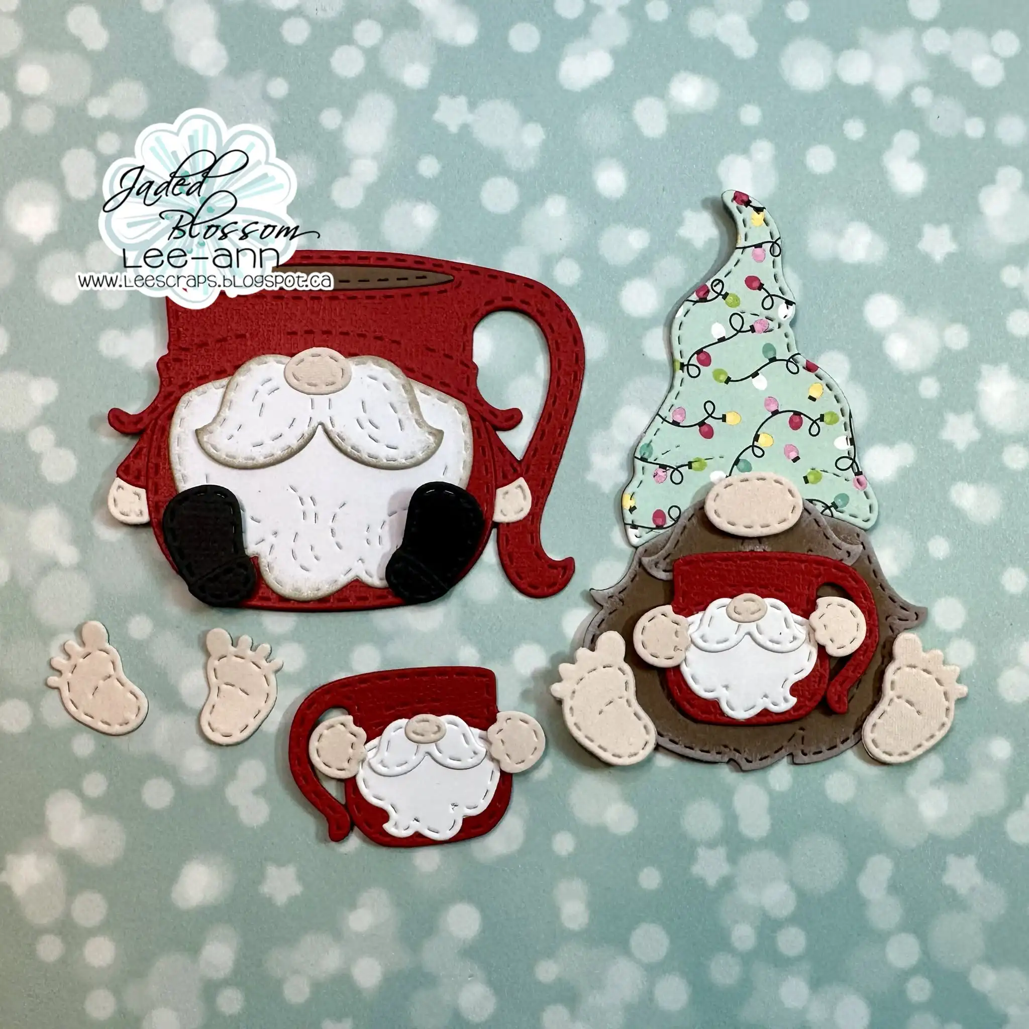 July 2026 New Jaded Blossom Gnome Dies: Crafty Add Ons Coffee Mug Metal Cutting Dies and Stamps for DIY Handmade Scrapbook Card