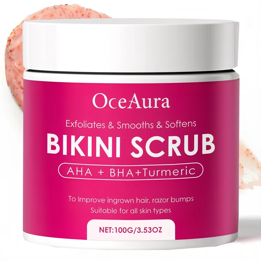 Bikini Area Exfoliator with 10% AHA+BHA & Turmeric For Bikini Underarm Area,Skin Moisturizing, Smoothing Exfoliating Body Scrub