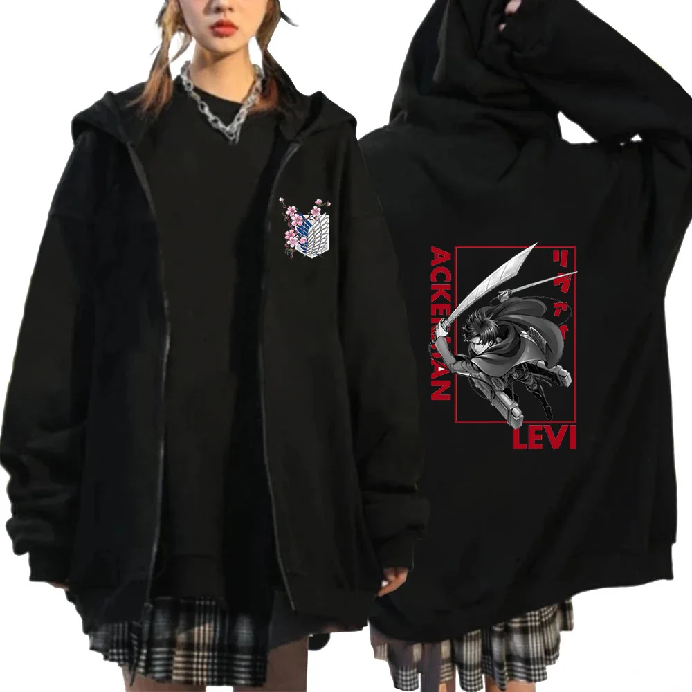 Attack On Titan Zipper Hoodies Wings Of Liberty Graphic Print Hooded Men Women Plus Size Sweatshirts Harajuku Zip Up Jacket