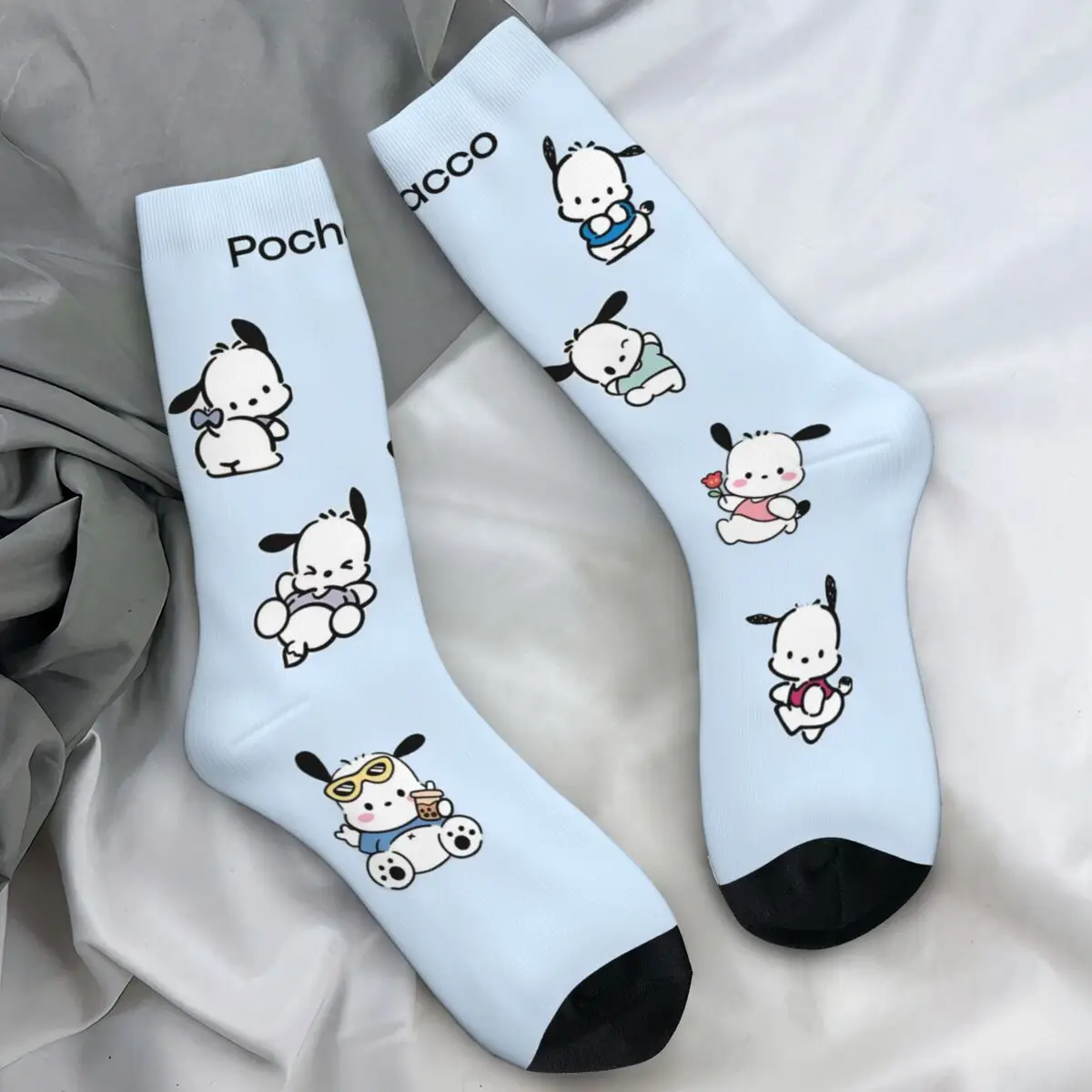 ポチャッコ白犬キャラクターストッキングメンズソックス快適なカジュアルソックス春屋外滑り止めグラフィックソックスギフト