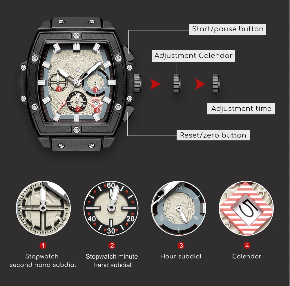 RUIMAS Men Watch Fashion Sport Watches Luxury Business Watch Luminous Waterproof Wristwatch Calendar Male Clock Chronograph 333