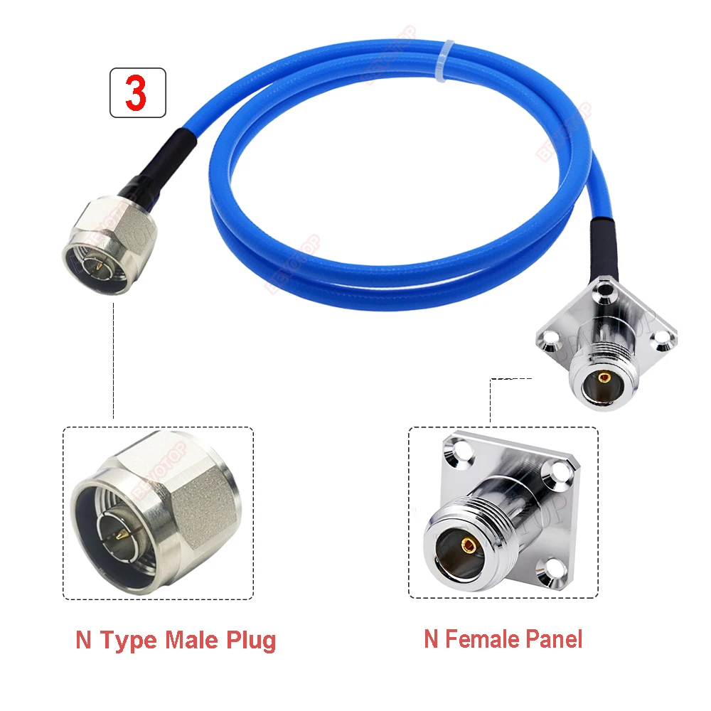RG401 250 50-5 Cable N Type Male Plug to N Male Plug High Frequency Low Loss RG-401 Test Cable RF Coaxial Pigtail Jumper BEVOTOP