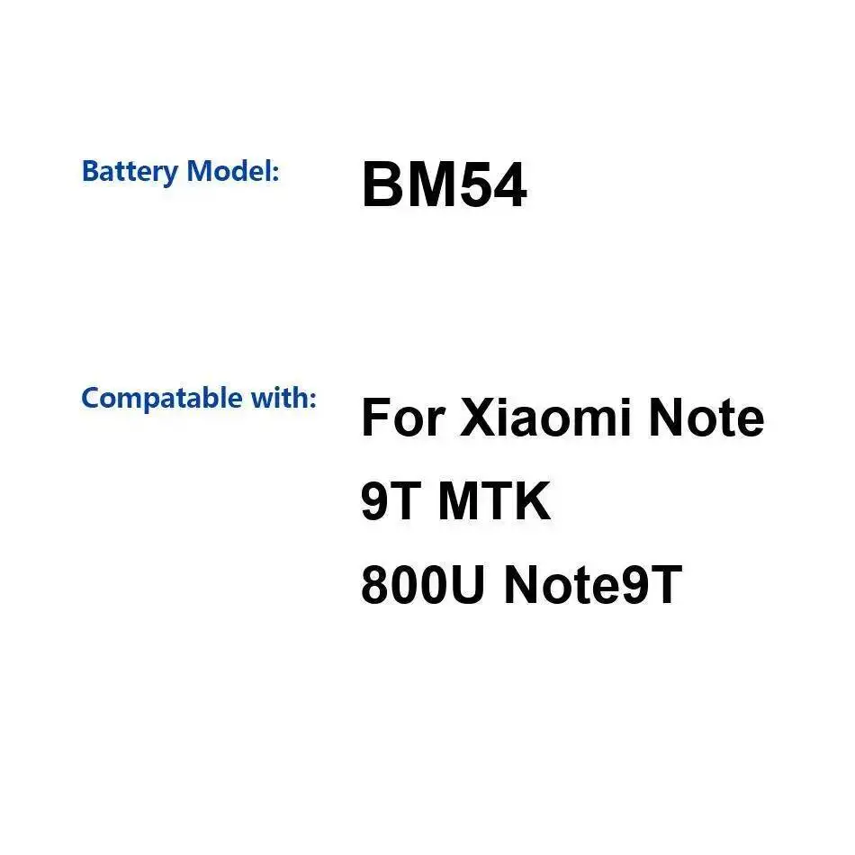 

For Xiaomi Note 9T Mtk 800U Note9t BM54 5000Mah Mobile Phone Battery Lightweight Long-Lasting Performance