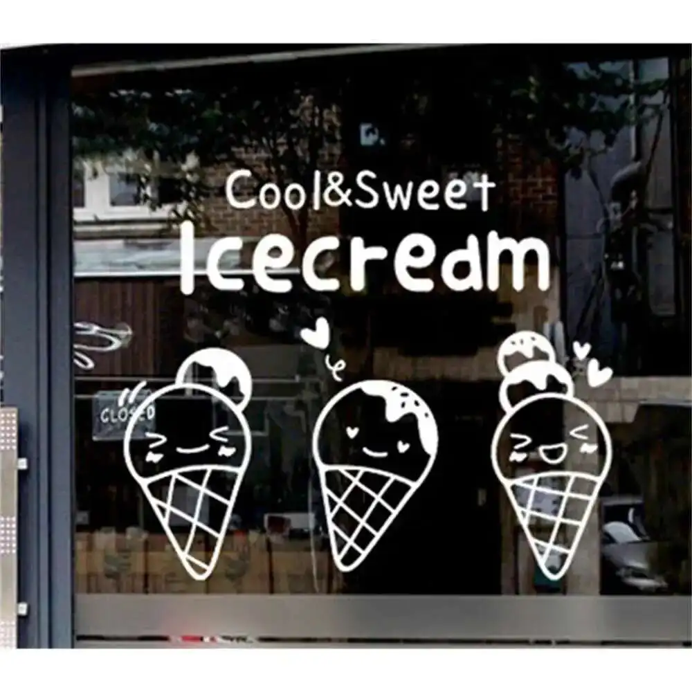 Наклейка на окно магазина Sweet Ice Cream, наклейка на дверь, стену, напиток, еда, магазин, рекламный плакат, наклейка на стену, наклейка на магазин