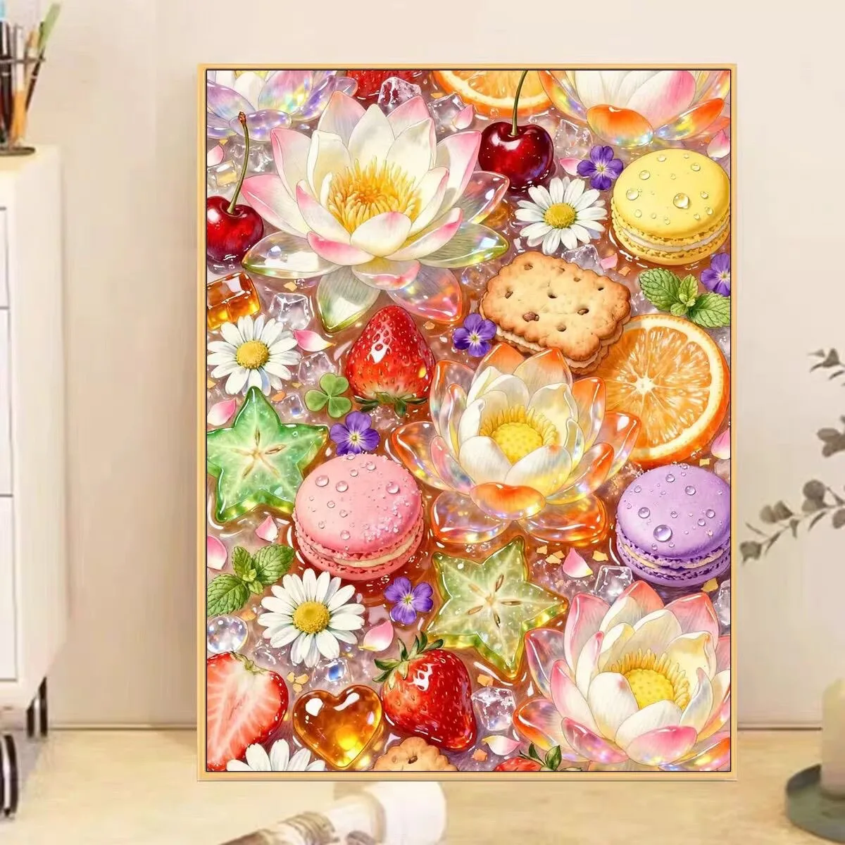 9CT 14ct Cross Stitch Embroidery Kit DIY Needlework Set with Needles And 72 Colors Threads Printed Kits for Crafts Dessert