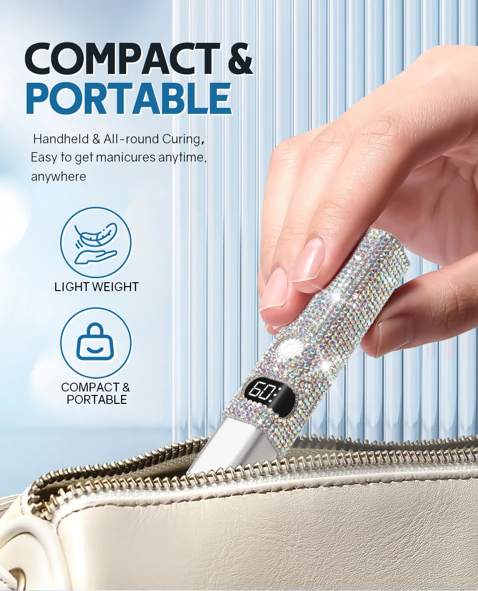 Mini lampada per unghie a LED UV portatile Lampada per unghie a forma di penna Lampada per manicure ricaricabile ad asciugatura rapida per polimerizzare tutte le unghie Lucidatura del gel