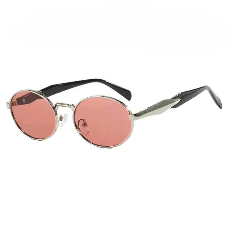 2024 New European American Sunglasses UV400 Elliptical Metal Sun Glasses Woman Fashion Vintage High-end Sunglass Luxury Gafas
