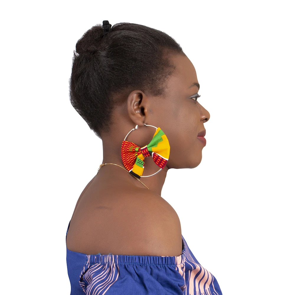 2023 African Earrings Fashion Women Africa Handmade Statement Circle Jewellery Print Wax Fabric Accessories WYA078