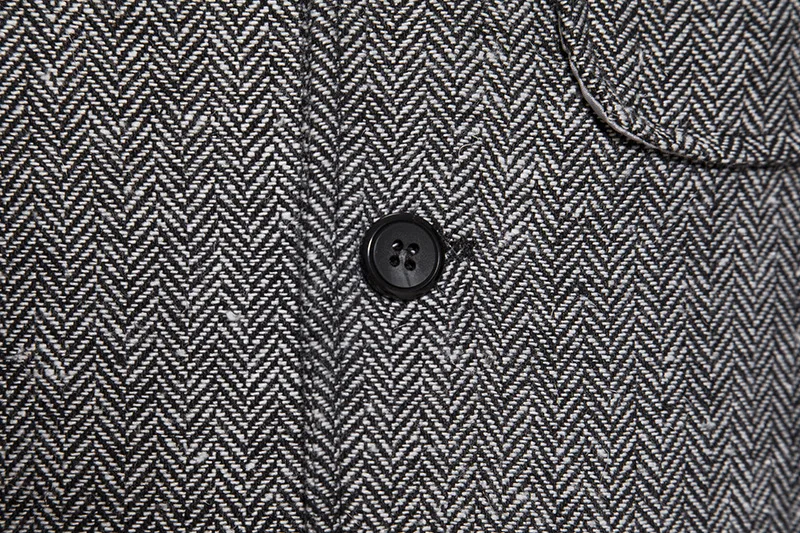 Rompi Kerah Kancing Sebaris Herringbone Tweed Pria Rompi Jas Pria untuk Pesta Natal Halloween