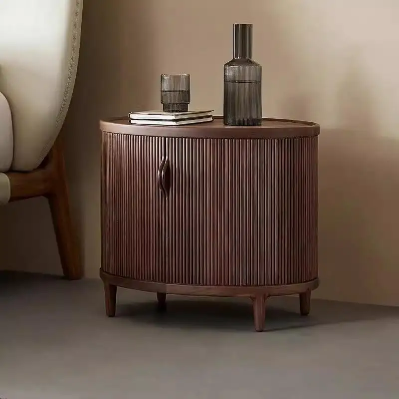 

North American black walnut rolling shutter door solid wood bedside table, bedroom locker bedside table