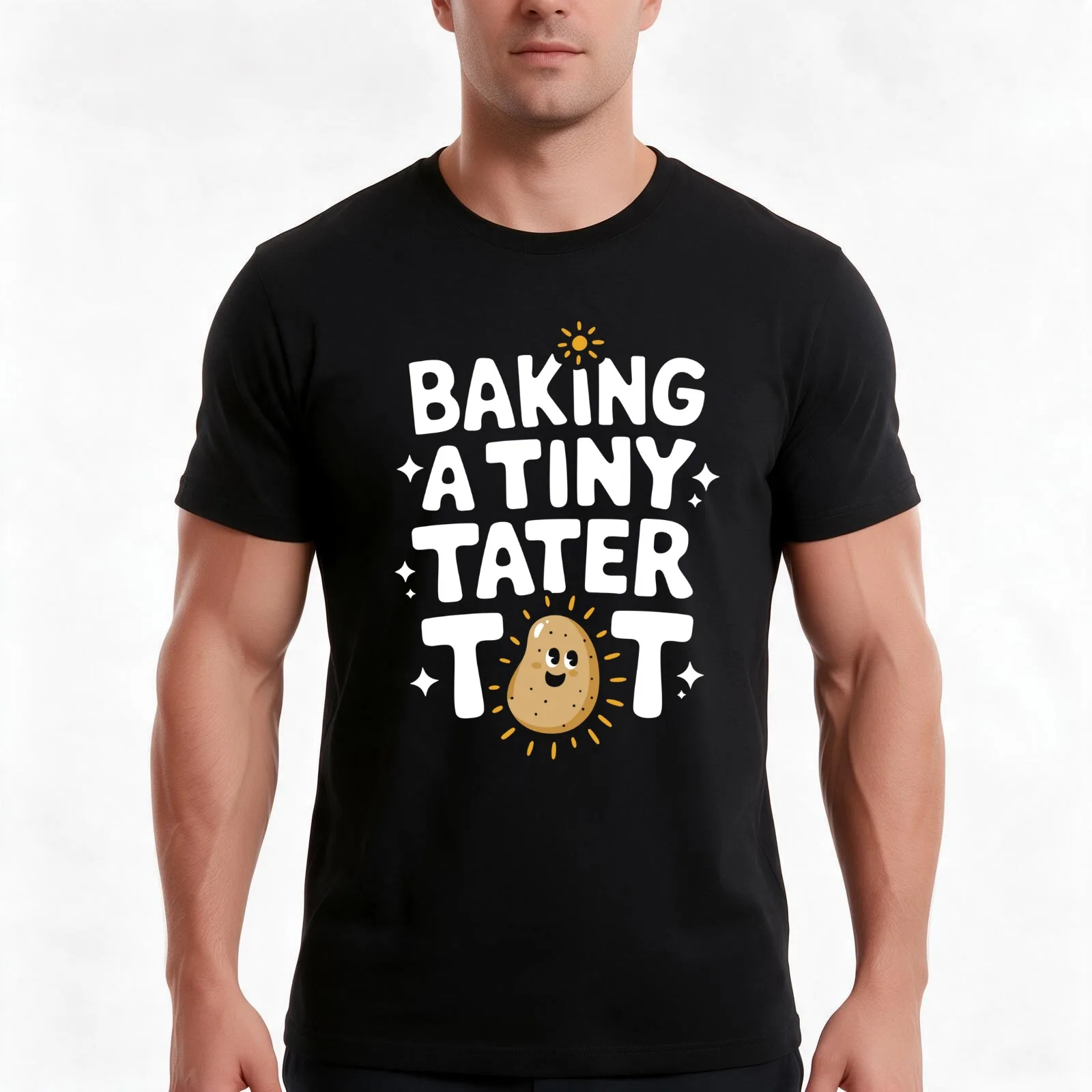 Baking A Tiny Tater Tot Cute Pregnancy Announcement T-Shirt, Summer Casual Cotton Tee, Oversized Streetwear Tops, 100% Cotton