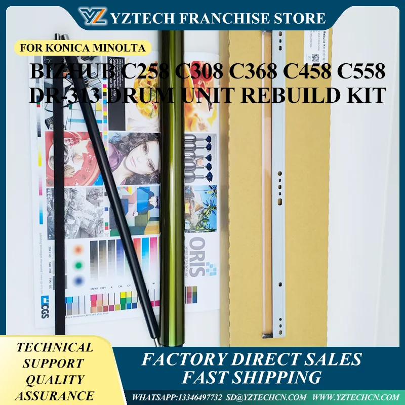 

DR-313 Drum Unit Rebuild Kit For KONICA MINOLTA Bizhub C258 C308 C368 C458 C558 C658 Drum Cleaning Blade Charge Roller