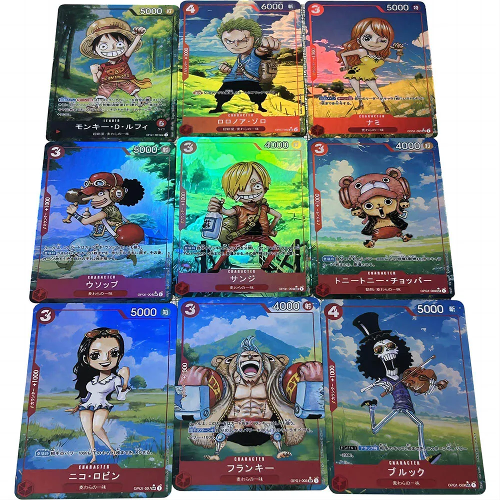 

9pcs/set OPCG Anime Collection Card Cartoon Monkey D.Luffy Nami Tony Tony Chopper Card Refractive Color Flash Child Gift 63*88mm