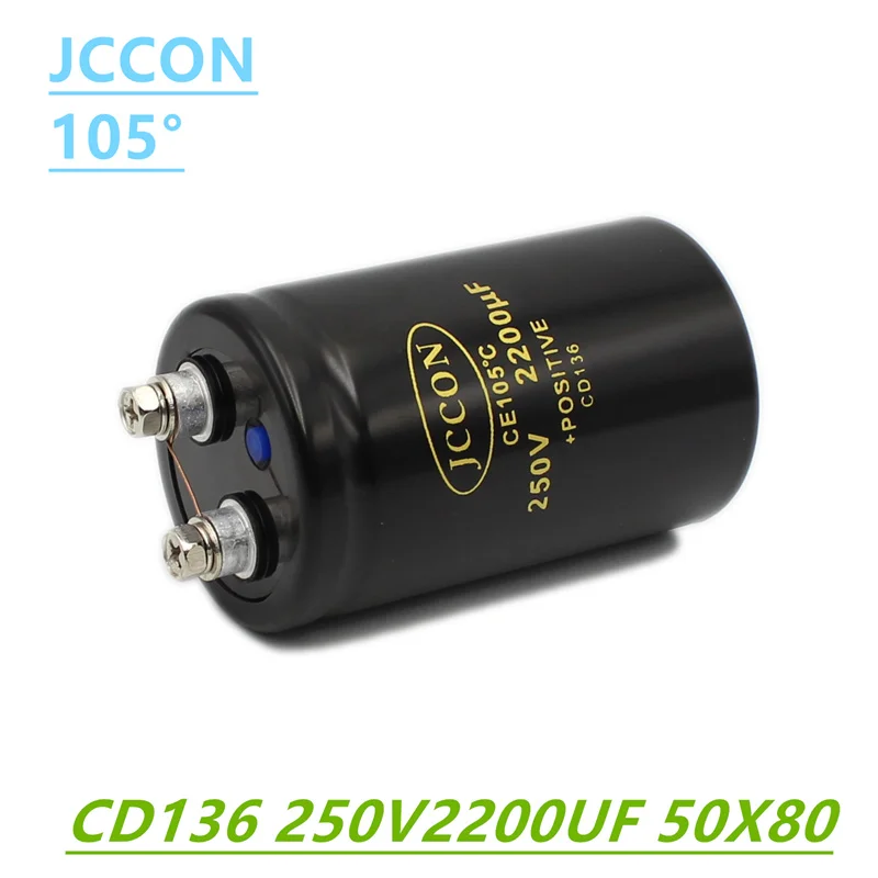 JC bolt electrolytic capacitor 250V2200UF 50x80mm CD136 variable frequency screw capacitor CE105 ℃ original brand new