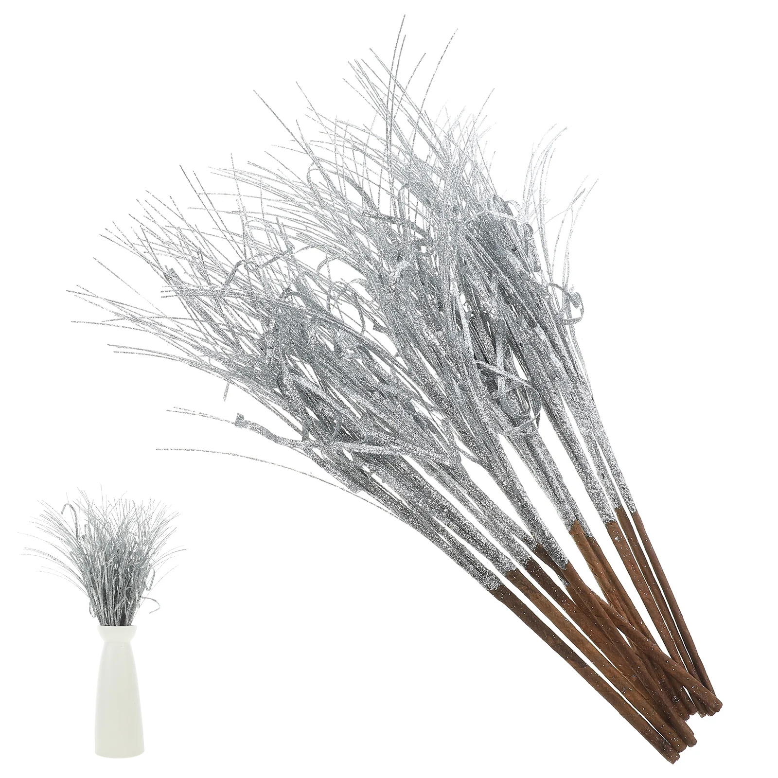 

12 Pcs Decorative Sticks 43cm Glitter Branches Plastic Iron Wire Christmas Filler DIY Crafts Home Banquet Decor
