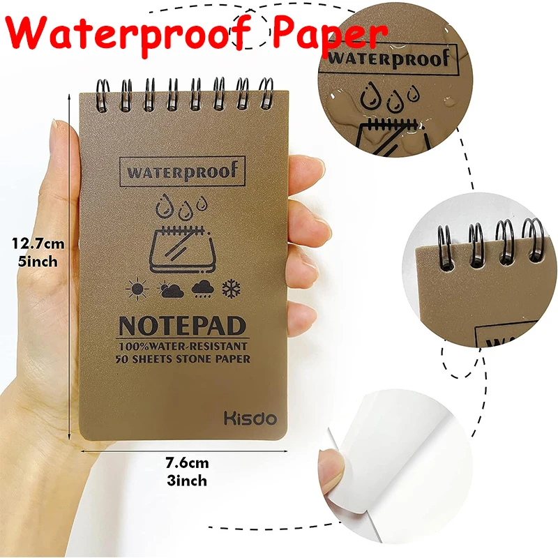 

50 Sheets Green Favor Tactical Note Book All-Weather All Weather Notebook Waterproof Eye protection Writing Paper in Rain