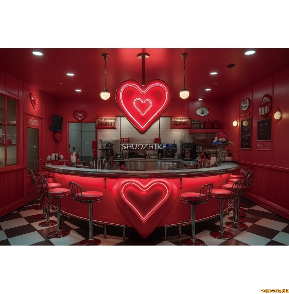 Фон для фотосъемки ко Дню святого Валентина, красный милый магазин газированных напитков, счетчик сердца любви, предложение для фотосессии, реквизит для фотостудии