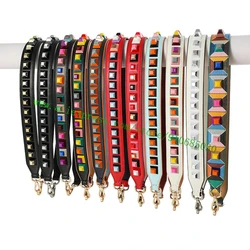 Spikes Studs Studded Genuine Calfskin Shoulder Strap You For Lady Designer Handbag Women Bag Purse Carry Belt Replacement