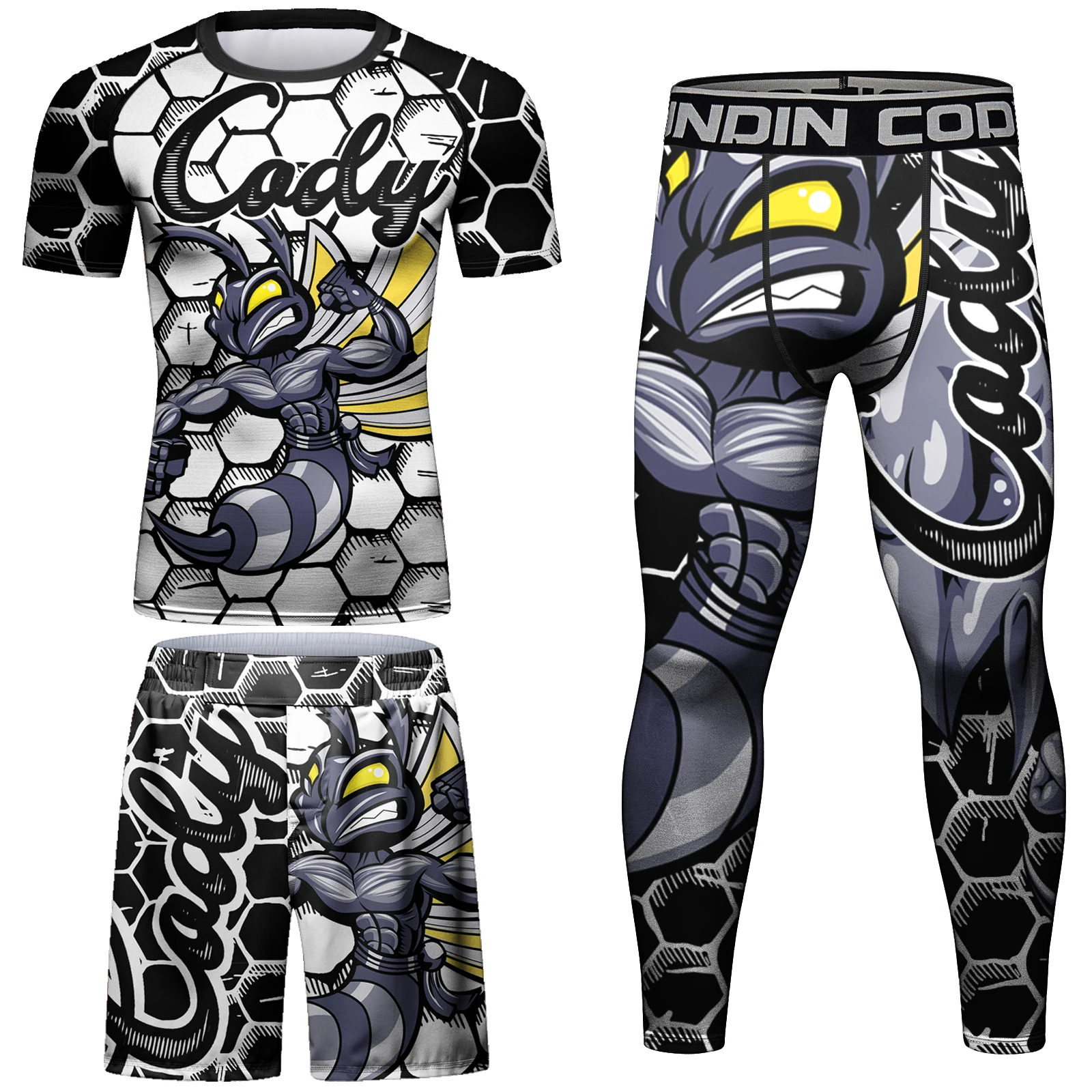 كودي لوندين ملابس رياضية سريعة الجفاف لتبديد الحرارة للرجال لركوب الأمواج والغوص والرياضة مجموعات RashGuard مع واقي من الشمس