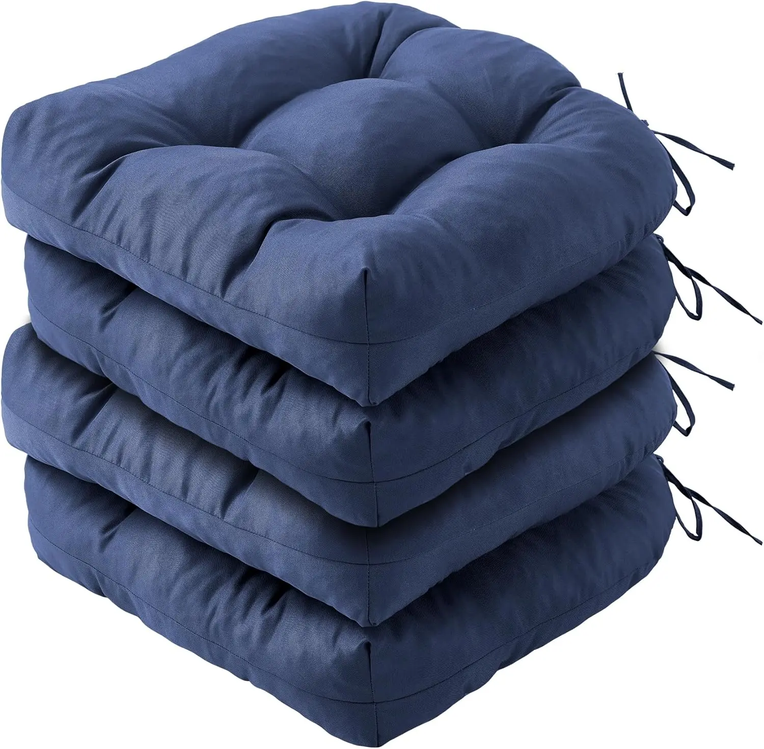 

Patio Chair Cushions Set of 4, 19x19x5" Waterproof Outdoor Seat Pads with Ties, Tufted Dining Cushion for Chairs Navy