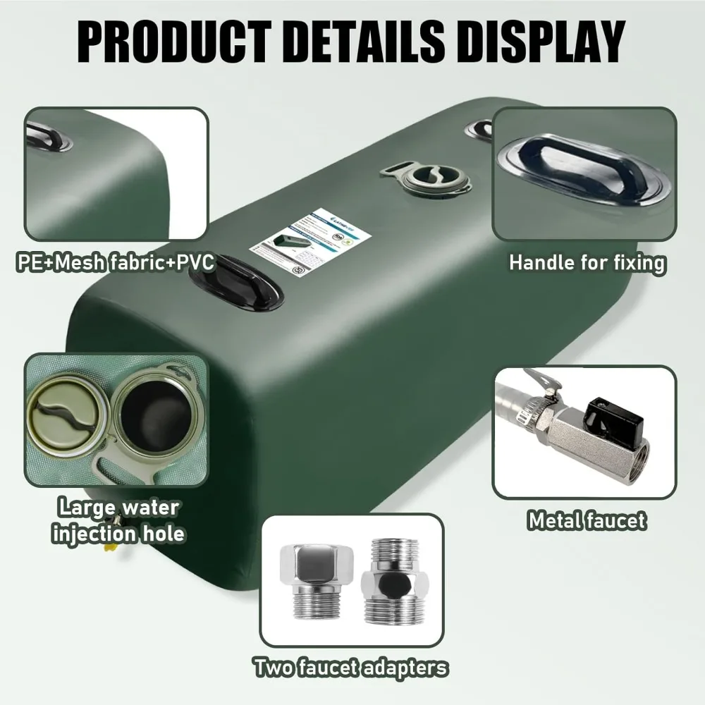 خزان مياه قابل للطي سعة 25 جالونًا لتخزين الشرب في الهواء الطلق