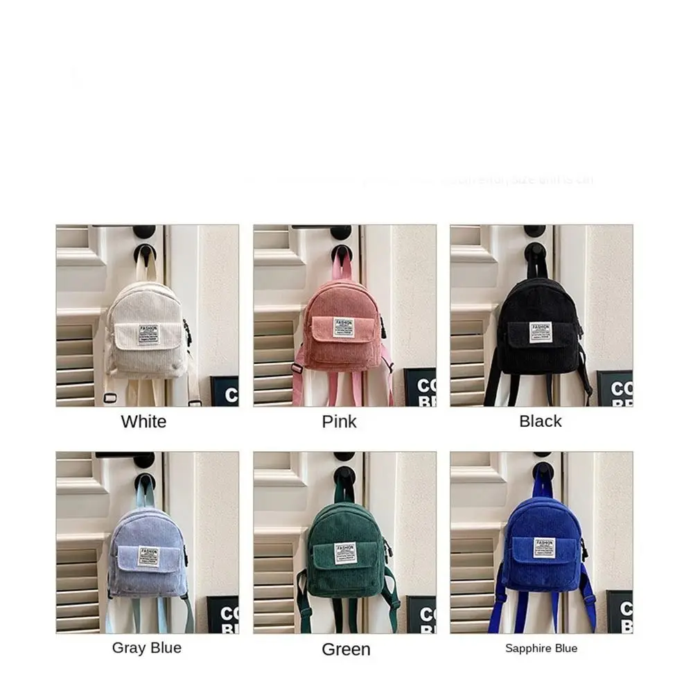 Fashion Phone Bags Corduroy Backpack Handbag Rucksack Mini Shoulder Bags Korean Style Solid Color Women School Bags Travel